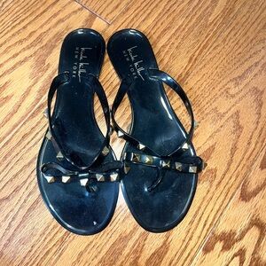 Black and Gold bow sandals